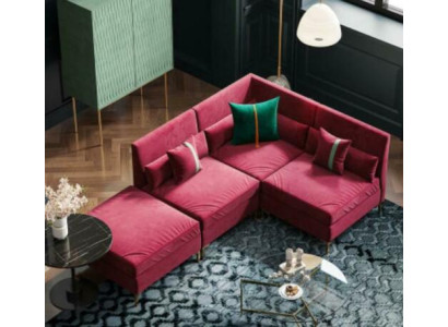 Asumismaisema L-muotoinen kulmasohva Relax samettinen kokopuinen istuin design sohva lounge uusi