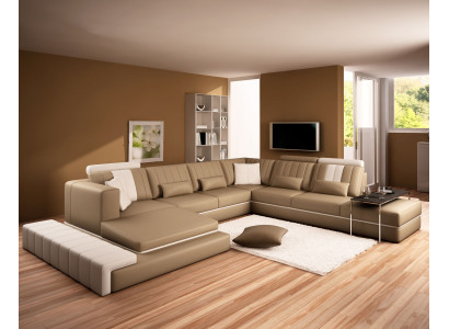 XXL Design Pehmusteleva Kulmasohva Nahkasohva U-muotoinen Moderni Sofa