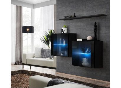 Kompletti 3-osainen designer-asisuustaso 2x seinäkaappi moderni hylly uusi