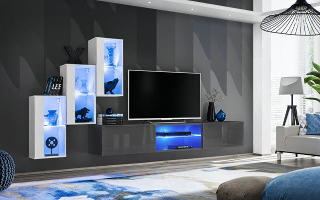 Grau Sideboard TV-teline Garnituuri Seinähyllykokonaisuus Seinähyllyt Kaappi