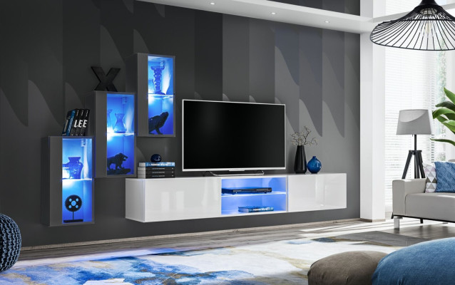 Luxus-huonekalut Design-tv-taso 3x seinäkaappi Sivukaappi Puuhuonekalut