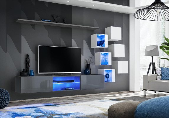 Luxus Design Seinähyllykalusto Harmaa Seinähylly Seinäkaappi Sisustus Sarja