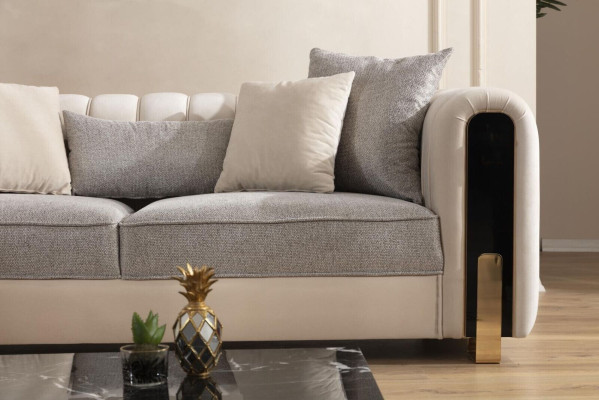 Harmaa Chesterfield-sänky Klassinen makuuhuonekaluston muotoilu Elegantti kangas