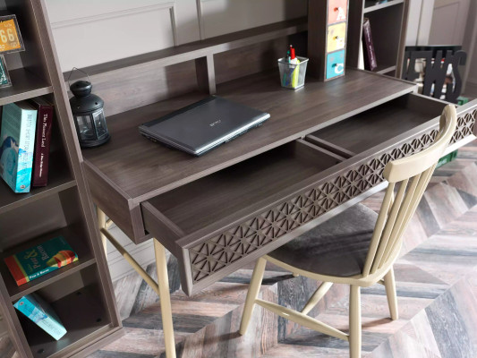 Computertisch Set 3tlg Schreibtisch Bücherregal Holz Grau Regale Tisch