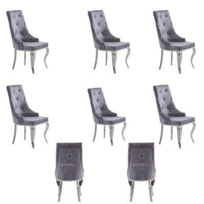 6x Chesterfield-mallistettu suunnittelujen verhoiltu tuoli tekstiili istuin uusi