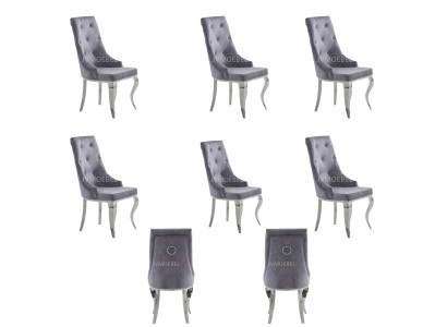 6x Chesterfield-mallistettu suunnittelujen verhoiltu tuoli tekstiili istuin uusi