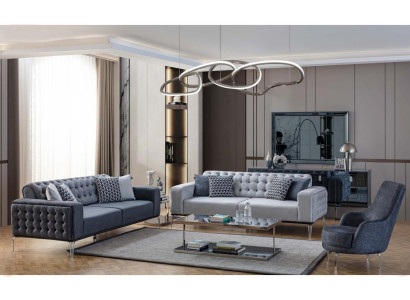 Chesterfield harmaa sohvakalusto olohuone sohva kolmen hengen sohva+nojatuoli
