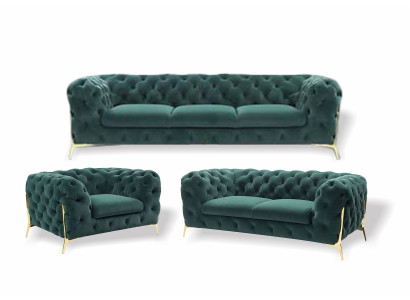 Chesterfield-sohva Päällystetty Istuinohjelmisto 3+1+1-paikkainen Samettinen Designer-sohva Uusi