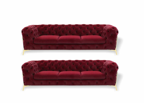 Chesterfield-sohva samettinen istuinkalusto 3+3-istuin design-sohvat