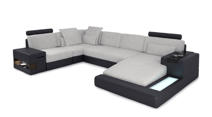 Moderni kulmasohva Designsofa pehmustettu U-muotoinen sohvastiikka kulmasohva nahkasohva uusi