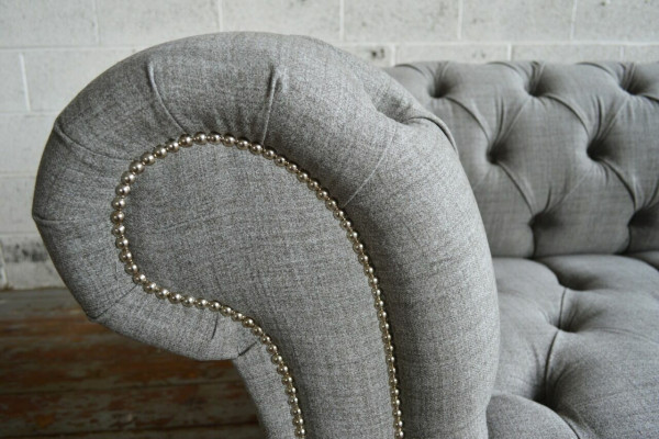 Design Chesterfield Sofa 3 Couch Sofa Set Stoff Polster Leder Dreisitzer Couchen