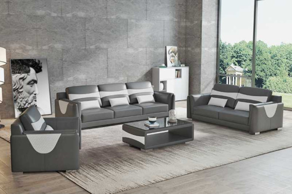 Sofagarnituuri Luxus Kokonainen istuinsohvasto Harmaa Tekonahka Sofa 321