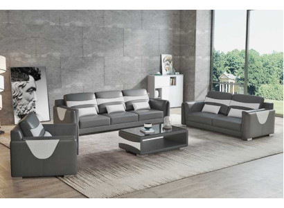 Sofagarnituuri Luxus Kokonainen istuinsohvasto Harmaa Tekonahka Sofa 321