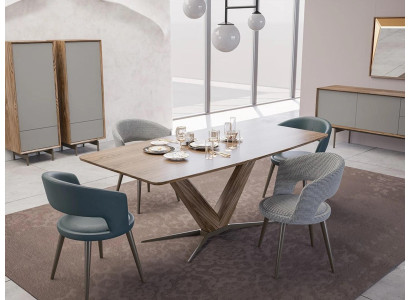 Ruokailuryhmä 9 osaa Pöytä Kompletti Tuolit 4x Puu Sideboard Uusi Puukaappi