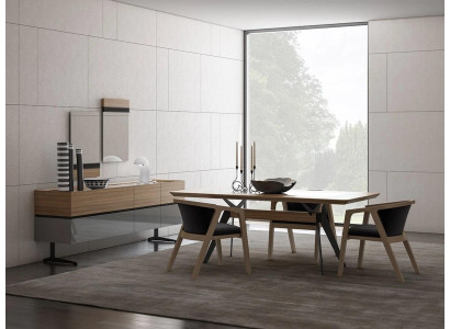 Luxus-ruokailuryhmä 8 osaa, ruokapöytä kokonaisuus, tuolit, tarjoilukaappi 2x peilillä, uusi