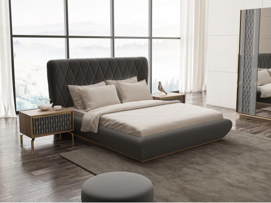 Makuuhuoneen 3-osainen luxus sarja parisänky design puu 2x yöpöytä kokonaisuus