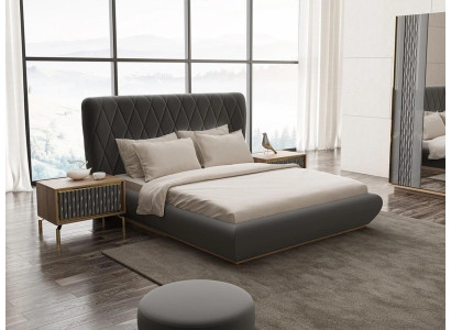 Makuuhuoneen 3-osainen luxus sarja parisänky design puu 2x yöpöytä kokonaisuus