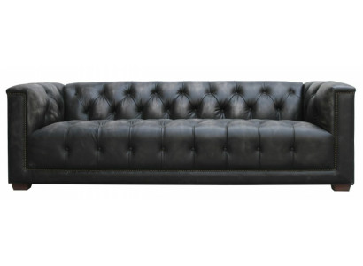 Chesterfield Vintage Musta Kulunut Nahkasohva