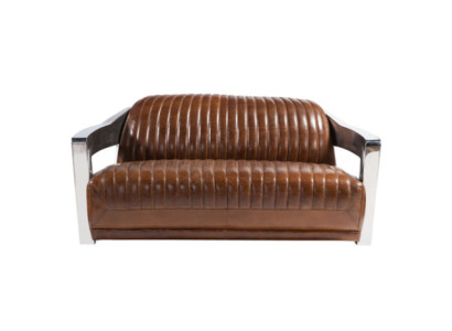 Aito nahkasohva Nahkasohva designsofa 3-paikkainen vintage sohua Alumiini metalli