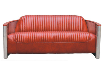 Aito nahka Design Vintage Designsofa kolminkertainen alumiini sohma 3-istuttava Bordeaux