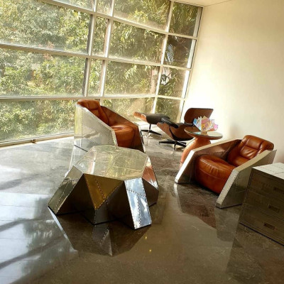 Kerhojakkuna Aviator-tyylinen Lounge Design Kromi Art Deco Nahka Cocktail