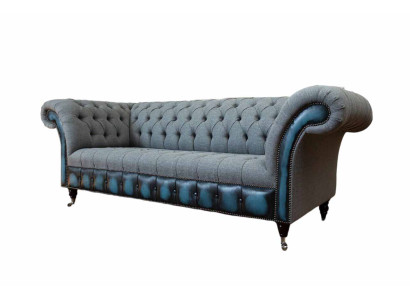 Chesterfield-sohva Verhoiltu Designer-sohva Soitit Kolmipaikkainen Harmaa