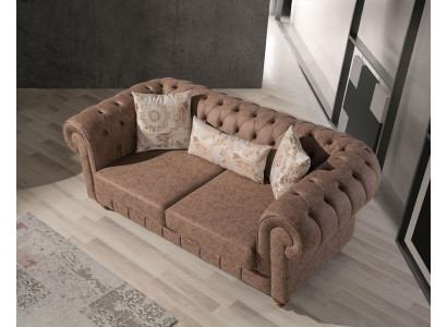 Tyylikäs Ruskea Chesterfield Kaksiosainen Design Sohva