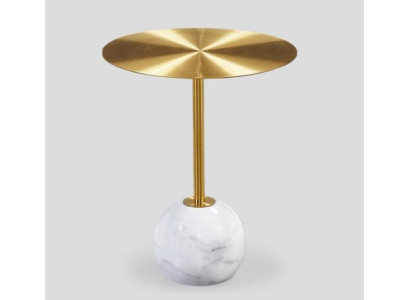 Pieni Pyöreä Sivupöytä Hyllyllä Kultatasaus Design Olohuone
