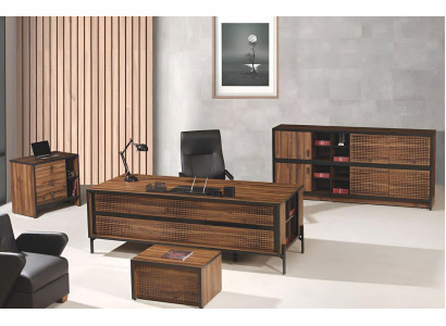 Büromöbel Komplettbüro Schreibtisch Büro Bürotisch Set 4tlg Holz Braun