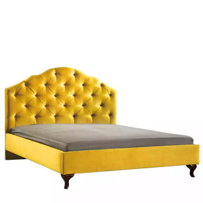 Chesterfield keltainen sänky makuuhuoneen vuoteet parisänky vaalea luksus