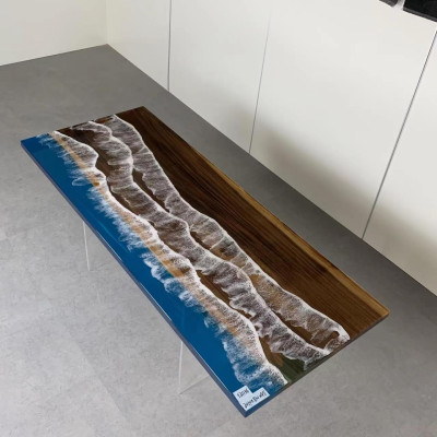 Moderni ruokapöytä epoksihuonekalujen suunnittelija epoksihartsipöytä 121x51cm