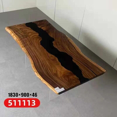 Pöytä Epoksihartsi Ruokapöytä Aito puu Kiinteä pöytä 183x90 Jokipöytä