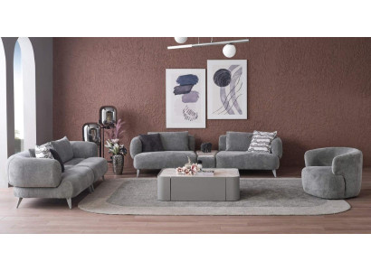 Kulmasohva 3+3+1 Istuin Harmaa Sofa Luxus Kalusteet Olohuone Sofat