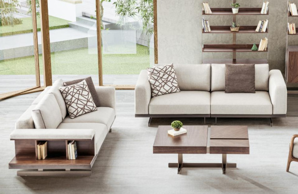 Beige-ruskea sohvaryhmä Luxuriöse istuinhuonekalut Sohvasetti 3+2 istuinta