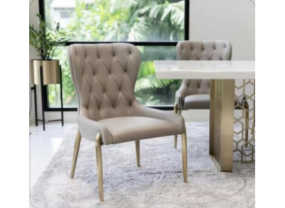 Beige Chesterfield yksistuttava metallituoli Luxusruokailutuolit Moderni tuoli