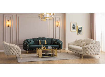 Kompletti olohuone 4-osainen tyylikäs x2 3-paikkainen soiva Modern 2x nojatuoli