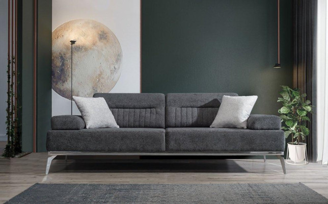 Harmaa olohuonen 3-paikkainen kangassohva moderni luxus-design tekstiili materiaali