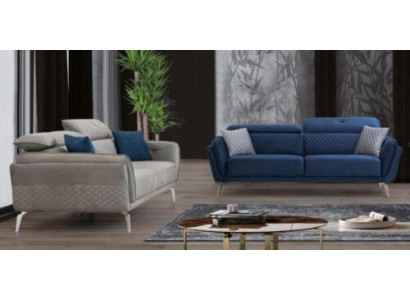 Suunnittelija Polster Couchgarnitur Siniharmaat kangasohvat Luxury 2x 3-paikkaiset sohvat