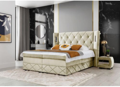 Beige Chesterfield-vuodesohva makuuhuone yöpöydät luksuskalusteet