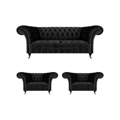 Olohuoneen sohvakokonaisuus Chesterfield sisustus Luxury kokonaisuus 2x nojatuolia