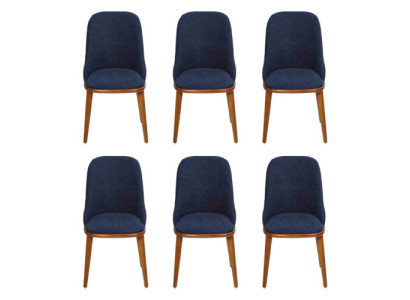 Luxus Ruokailuhuone Sininen 6x Tuolia Puu Huonekalut Tuolit Tyylikäs Design Sisustus