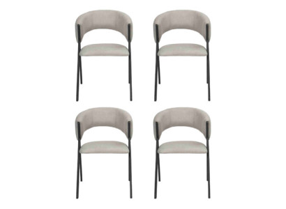 Ruokailuhuone Tekstiili Ryhmä Sarja 4x Nojatuoli Tuoli Design Kangas Päällystetty Tuoli