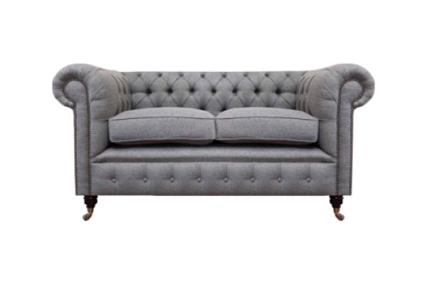 Suunnittelu Sofa Päällystetty Soiva Harmaa Luksus Tekstiili Kaksipaikkainen Soivat Chesterfield