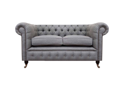 Suunnittelu Sofa Päällystetty Soiva Harmaa Luksus Tekstiili Kaksipaikkainen Soivat Chesterfield
