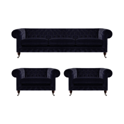 Luxus-sohvaryhmä olohuone 3-osainen sarja sisustus verhoilumööbel Chesterfield