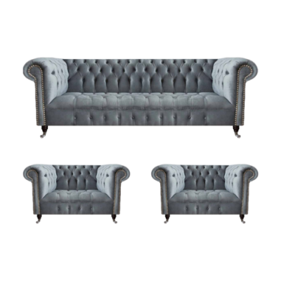 Kompletti sohvaryhmä Chesterfield 2x nojatuoli Luxury kolmiosainen sova Uusi