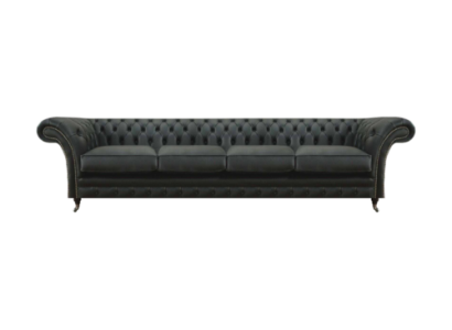 Olohuoneen Chesterfield musta neljän hengen soofa moderni sisustus uusi