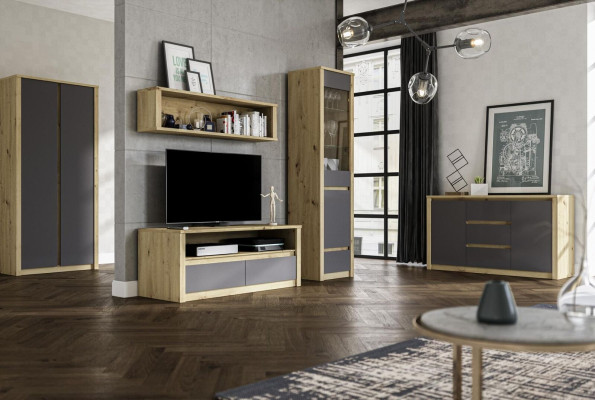Asetuspöytä Low Board Sivukaappi Olohuone Sideboard Hylly 5-osainen sarja