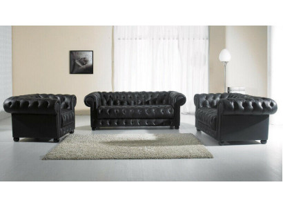 Chesterfield Sofa Nahka 3+2 Paikkainen Sohvasetti