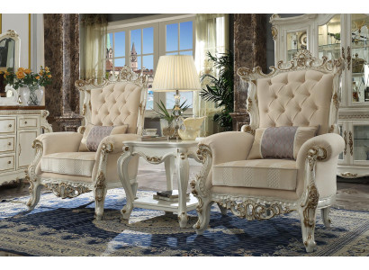 Trone Sessel Kuninkaallinen Pehmuste 1 Istuin Antiikki Tyylin Tuolit Beige Puu Barokki